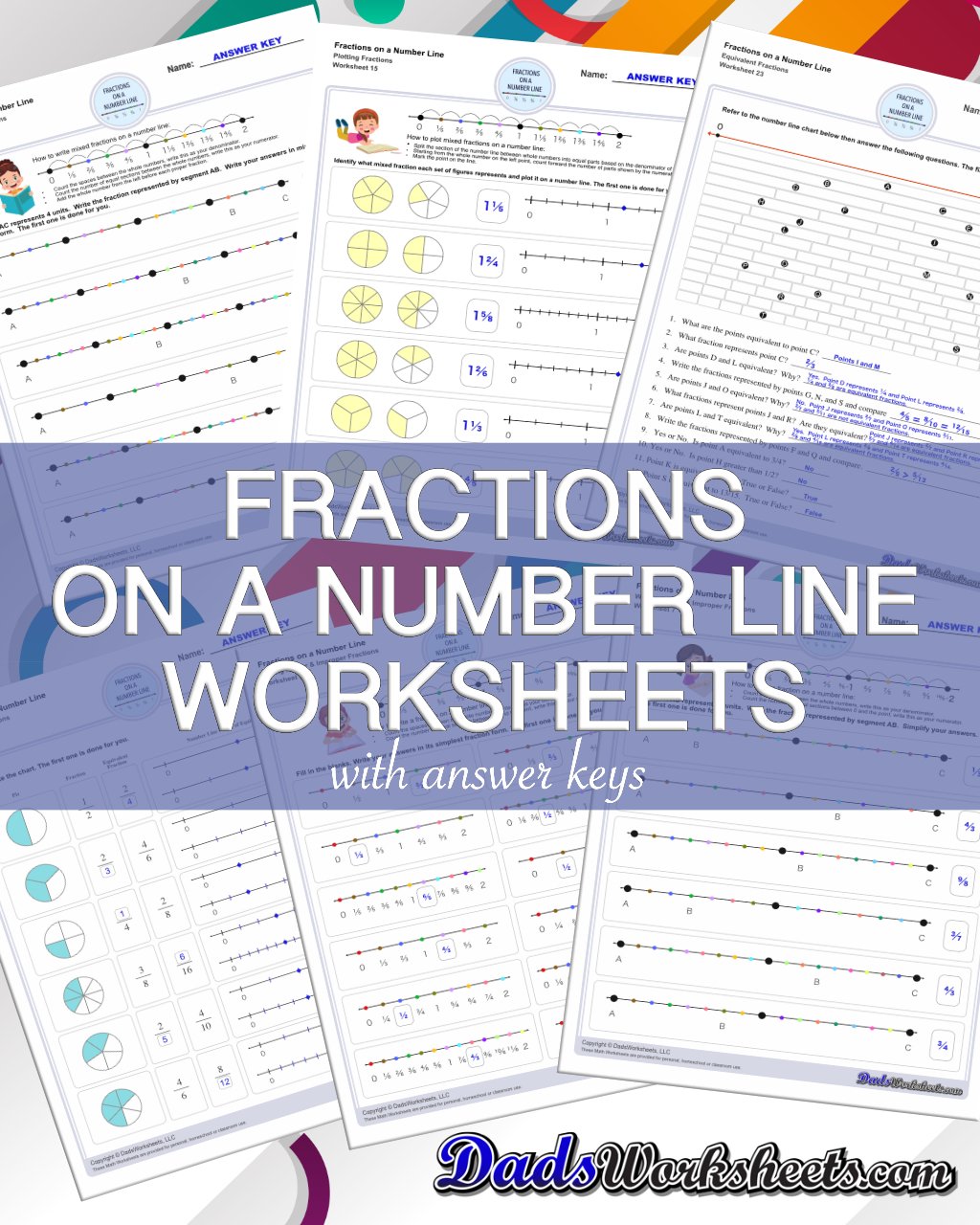 Fractions On A Number Line Worksheets