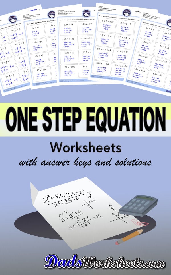 One Step Equations Worksheets