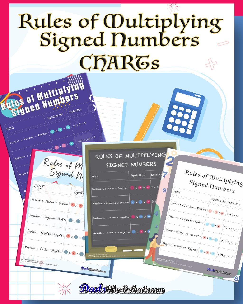 Rules of Multiplying Signed Numbers Chart