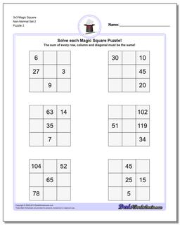 3x3 Magic Square Non-Normal Set 2 Worksheet