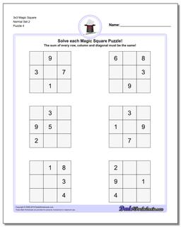 3x3 Magic Square Normal Set 2 Worksheet