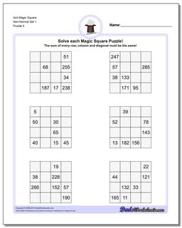 4x4 Magic Square Non-Normal Set 1 Worksheet