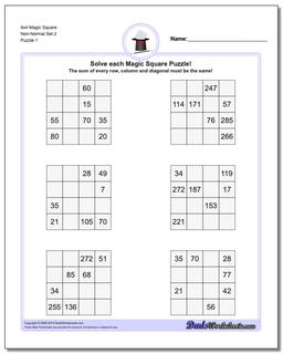 Magic Square Puzzle 4x4 Non-Normal Set 2