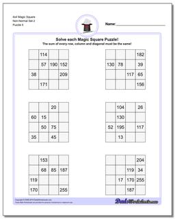 4x4 Magic Square Non-Normal Set 2 Worksheet