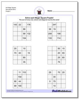 4x4 Magic Square Non-Normal Set 2 Worksheet