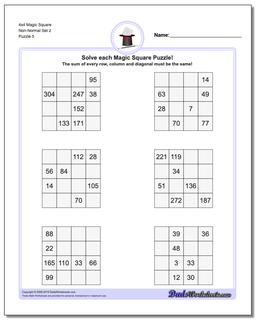 4x4 Magic Square Non-Normal Set 2 Worksheet