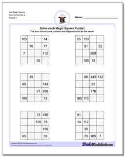 4x4 Magic Square Non-Normal Set 2 Worksheet