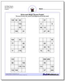 4x4 Magic Square Non-Normal Set 2 Worksheet