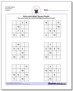 4x4 Magic Square Normal Set 3 /puzzles/magic-square.html Worksheet