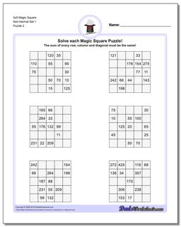 5x5 Magic Square Non-Normal Set 1 /puzzles/magic-square.html Worksheet