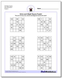 5x5 Magic Square Non-Normal Set 1 Worksheet