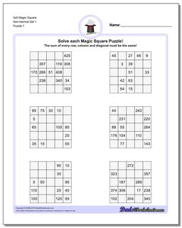 5x5 Magic Square Non-Normal Set 1 Worksheet