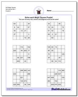 5x5 Magic Square Non-Normal Set 1 Worksheet