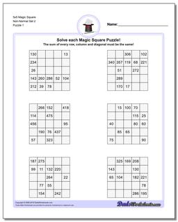 Magic Square Puzzle 5x5 Non-Normal Set 2