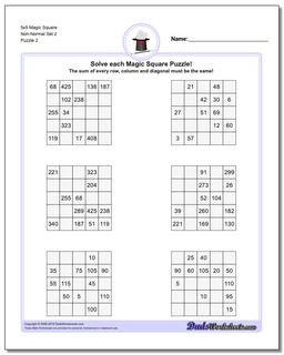 5x5 Magic Square Non-Normal Set 2 /puzzles/magic-square.html Worksheet