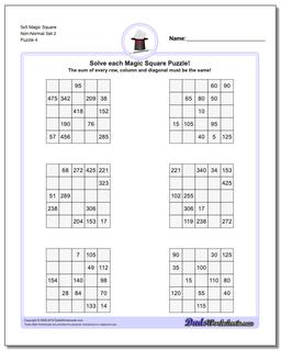 5x5 Magic Square Non-Normal Set 2 Worksheet