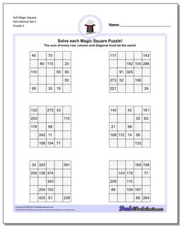 5x5 Magic Square Non-Normal Set 2 Worksheet