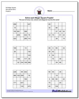 5x5 Magic Square Non-Normal Set 2 Worksheet