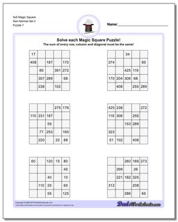 5x5 Magic Square Non-Normal Set 2 Worksheet