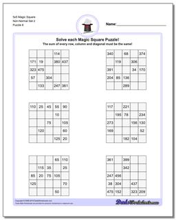 5x5 Magic Square Non-Normal Set 2 Worksheet