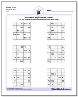 5x5 Magic Square Non-Normal Set 2 Worksheet