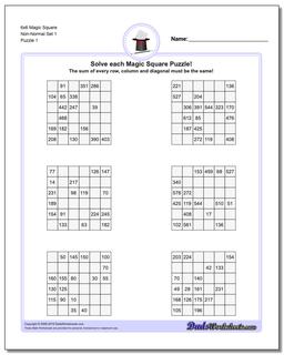 Magic Square Puzzle 6x6 Non-Normal Set 1