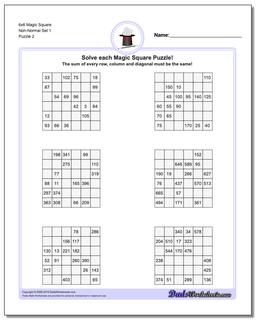 6x6 Magic Square Non-Normal Set 1 /puzzles/magic-square.html Worksheet