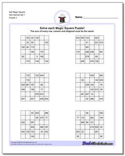 6x6 Magic Square Non-Normal Set 1 Worksheet