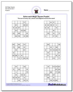 6x6 Magic Square Non-Normal Set 1 Worksheet