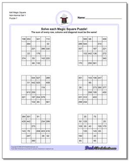 6x6 Magic Square Non-Normal Set 1 Worksheet