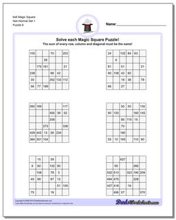 6x6 Magic Square Non-Normal Set 1 Worksheet