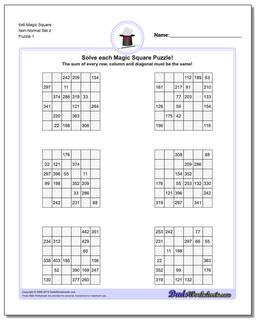 Magic Square Puzzle 6x6 Non-Normal Set 2