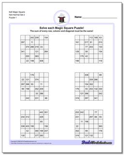 Magic Square Puzzle 6x6 Non-Normal Set 2