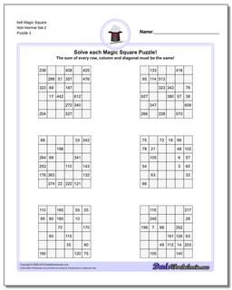 6x6 Magic Square Non-Normal Set 2 Worksheet