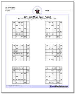 6x6 Magic Square Non-Normal Set 2 Worksheet