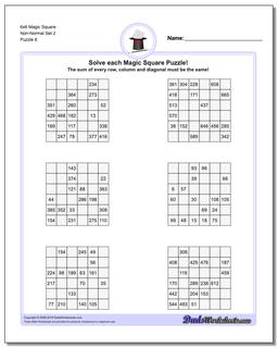 6x6 Magic Square Non-Normal Set 2 Worksheet