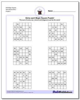 Magic Square Puzzle 6x6 Non-Normal Set 2