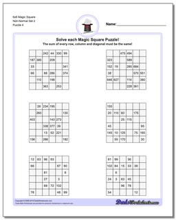 6x6 Magic Square Non-Normal Set 2 Worksheet