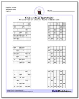 6x6 Magic Square Non-Normal Set 2 Worksheet