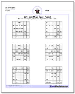 6x6 Magic Square Non-Normal Set 2 Worksheet
