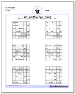 6x6 Magic Square Non-Normal Set 2 Worksheet