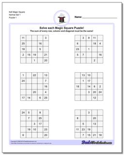 Magic Square Puzzle 6x6 Normal Set 1