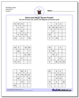 6x6 Magic Square Normal Set 1 /puzzles/magic-square.html Worksheet