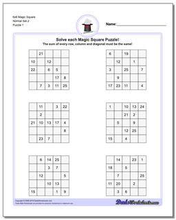 Magic Square Puzzle 6x6 Normal Set 2