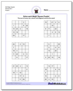 Magic Square Puzzle 6x6 Normal Set 3