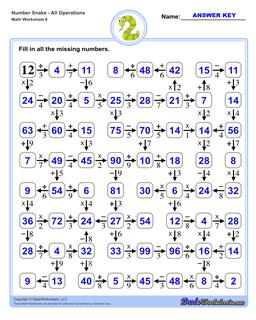 Puzzles: Number Snake Maze : Number Snake All Operations Large