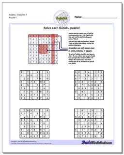 SudokuEasy Set 1 Worksheet