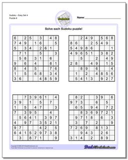 SudokuEasy Set 4 Worksheet