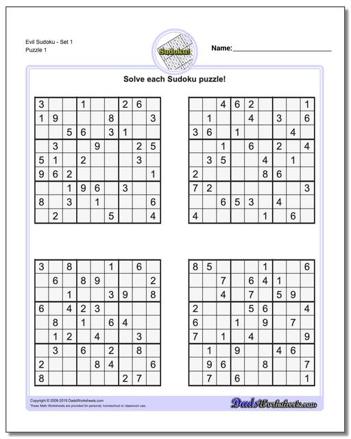 SudokuEvil Worksheet