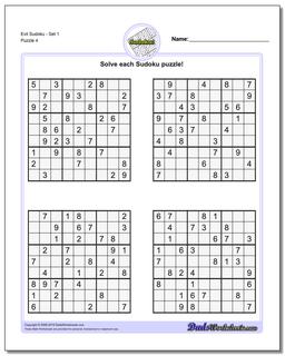 Evil SudokuSet 1 Worksheet